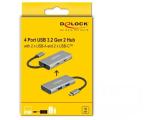 DeLock HUB USB 3.2Gen2 Type-C 2xType-A Bu 2xType-C Bu external, 63260  снимка №5