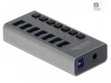 Флашка ( флаш памет ) DeLock External SuperSpeed USB Hub with 7 Ports + Switch, 63669