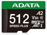 Flash ( флаш памет ) 512GB ADATA SPEED PLUS microSDXC UHS-I U3 Class 10, UD512GUI3V30A2SP-RA1 Флашка ( флаш памет ) ADATA SPEED PLUS microSDXC UHS-I U3 Class 10, UD512GUI3V30A2SP-RA1