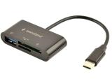 Gembird Compact USB Type C SDXC Combo Cardreader black, UHB-CR3-02 снимка №2 Gembird Compact USB Type C SDXC Combo Cardreader black, UHB-CR3-02 снимка №2