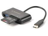 Gembird Compact USB Type C SDXC Combo Cardreader black, UHB-CR3-02 снимка №3 Gembird Compact USB Type C SDXC Combo Cardreader black, UHB-CR3-02 снимка №3