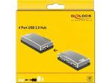 DeLock USB-HUB 4-Port USB, black, with external power supply, 61393 снимка №2 DeLock USB-HUB 4-Port USB, black, with external power supply, 61393 снимка №2