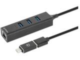 Manhattan 3-Port USB 3.0 Type-C/A Combo Hub + Network Adapter, 180894  снимка №4