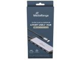 MediaRange USB HUB 4-Port 3x USB-C 3.2 / 1x USB-C PD silver, MRCS512  снимка №2