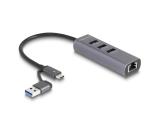 Флаш памет DeLock 3 Port USB 5 Gbps Hub + Gigabit LAN with USB Type-C, 64282. Цена и спецификации.