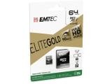 64GB Emtec microSDXC UHS-I U1 Elite Gold + Adapter, ECMSDM64GXC10GP снимка №2 Emtec microSDXC UHS-I U1 Elite Gold + Adapter, ECMSDM64GXC10GP 64GB снимка №2