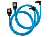 Corsair Premium Sleeved SATA 6Gbps 60cm 90° Connector Cable - Blue аксесоари кабел  SATA Цена и описание.