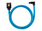 Corsair Premium Sleeved SATA 6Gbps 60cm 90° Connector Cable - Blue аксесоари кабел снимка №2