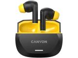 безжични (in-ear) на фокус - безжични (in-ear) Canyon headset HEXAGON 7 TWS ANC+ENC Wireless Charge Black Yellow