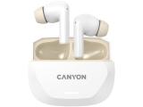 Описание и цена на безжични (in-ear) Canyon headset HEXAGON 7 TWS ANC+ENC Wireless Charge White Beige