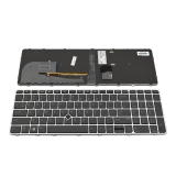 резервни части: Hewlett Packard Клавиатура за лаптоп HP EliteBook 755 G3 850 G3 850 G4 Черна със Сребриста Рамка с Подсветка / Silver Frame Black Backlit With Pointing Stick