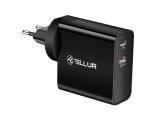 зарядни устройства: Tellur Dual-Port PD стенно зарядно, с бързо зареждане, 2 x USB, 6A, черно