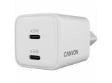 Описание и цена на зарядни устройства Canyon Charger CU45AC GaN 45W 2xPD EU White