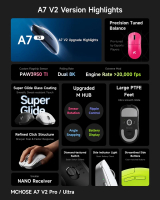 MCHOSE MCHOSE професионална геймърска мишка A7 V2 Ultra White - Wireless Gaming Mouse - Dual 8K, Omron Mechanical HW-A7V2-6 NEW usb оптична снимка №6