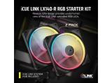 Corsair iCUE LINK LX140-R RGB PWM Reverse Fans 2x pack Black снимка №3 Corsair iCUE LINK LX140-R RGB PWM Reverse Fans 2x pack Black снимка №3