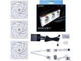 Описание и цена на вентилатори комплект Lian Li UNI FAN 120mm TL120 LCD Wireless White 3-Pack