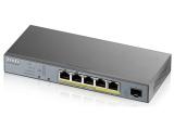 ZyXEL GS1350-6HP, 6-портов, Gigabit, Управляем, PoE 60W - Суичове