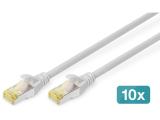 Digitus CAT 6A S/FTP patch cords 2m, 10 pieces, grey снимка №2 Digitus CAT 6A S/FTP patch cords 2m, 10 pieces, grey снимка №2