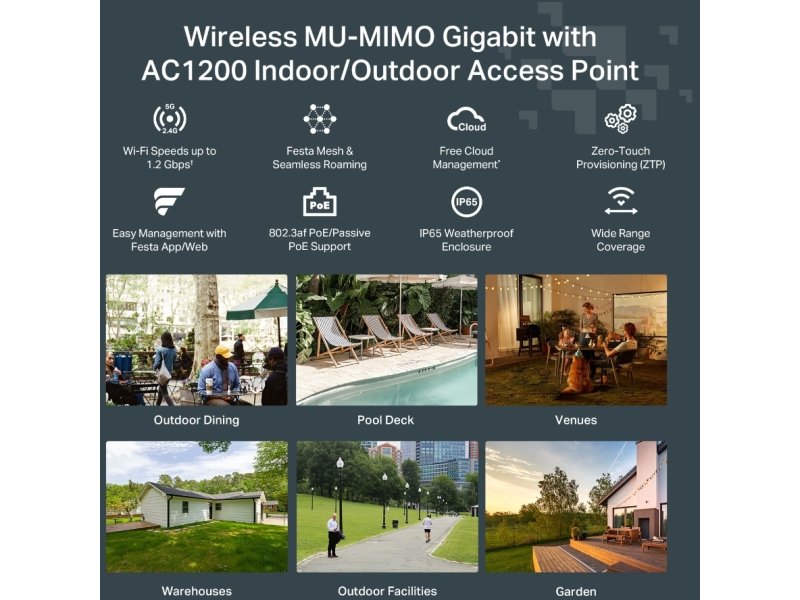 Festa F52-Outdoor AC1200 Wireless MU-MIMO Gigabit Indoor/Outdoor Access Point