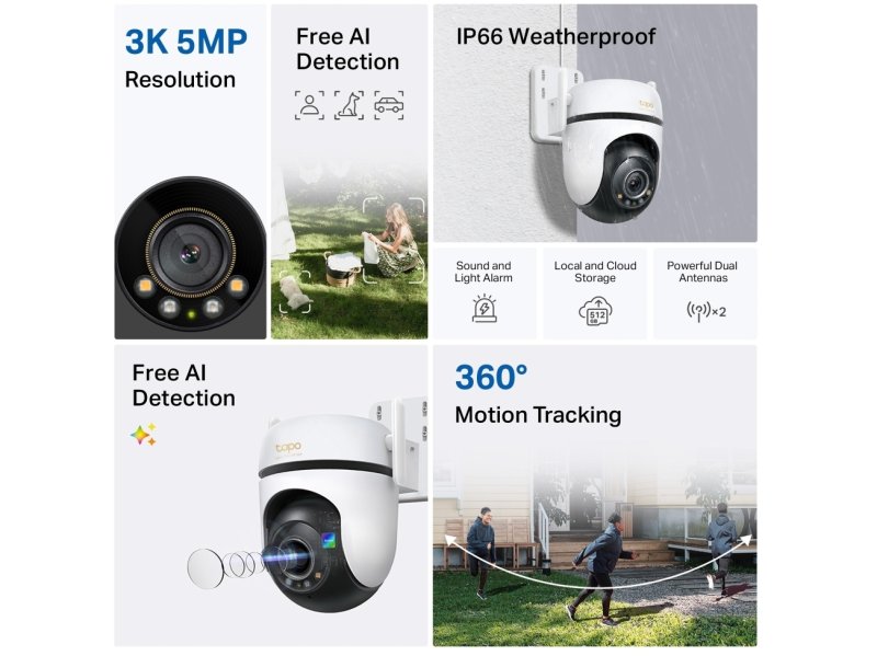 Външна охранителна Wi-Fi камера с панорама и наклонa  Tapo C530WS